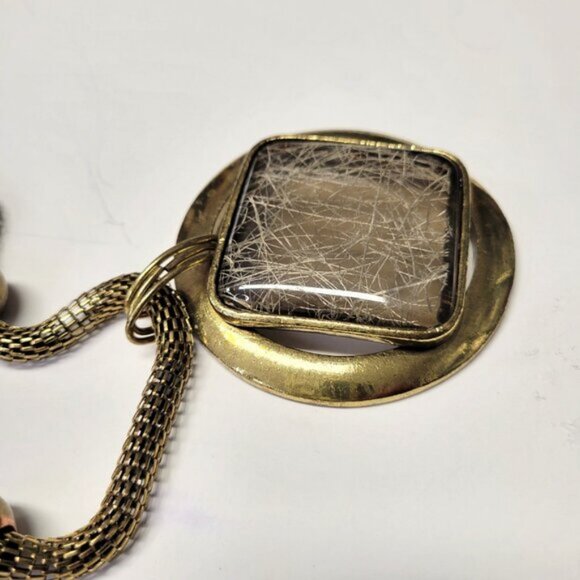 Vintage Chunky Choker Gold Tone Pendant Choker Bib Necklace - Picture 4 of 10